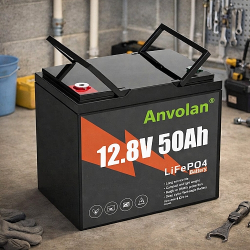 LiFePO4 12V/50Ah Акумулятор Anvolan, BMS для ДБЖ з складними ручками